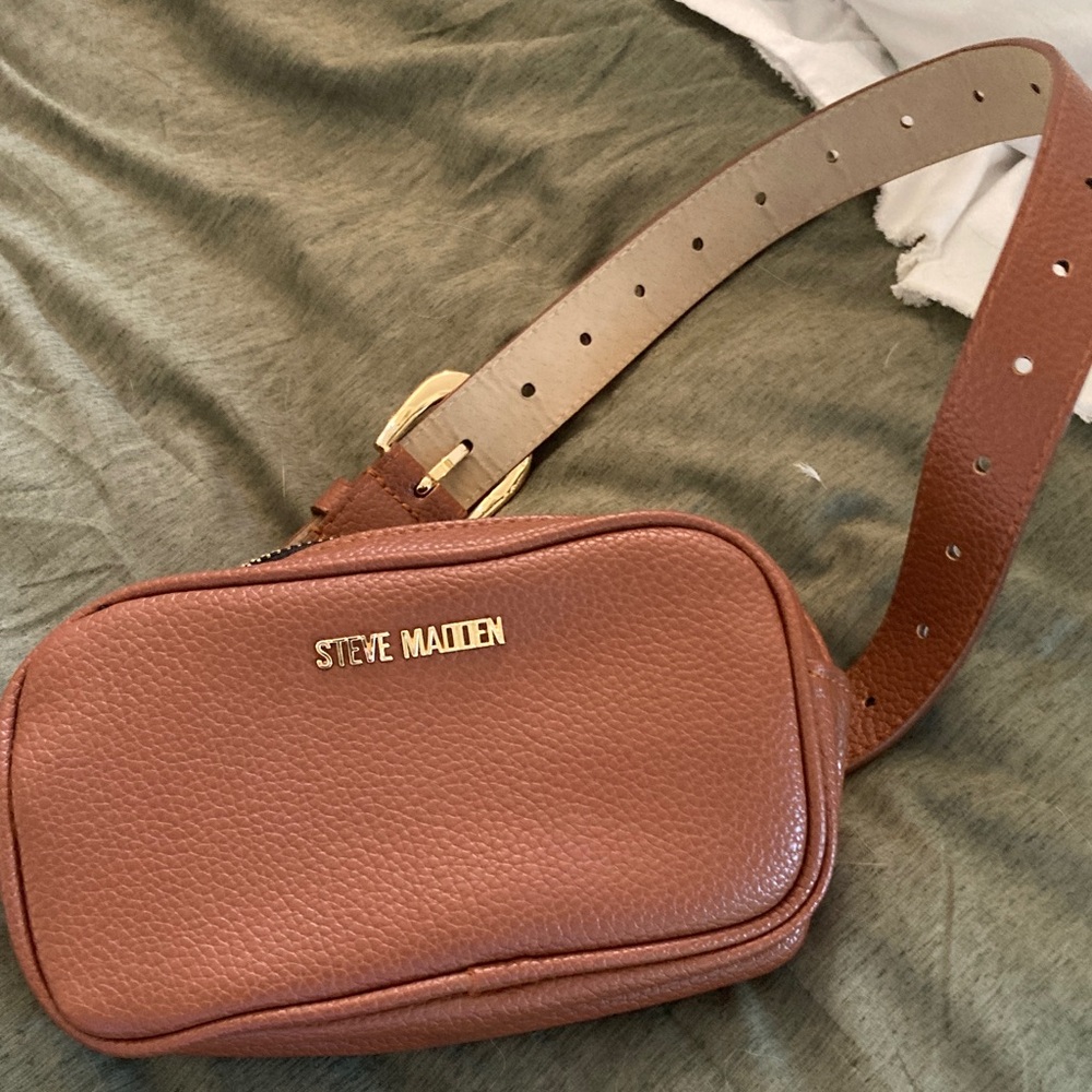 Steve Madden Cognac Pebbled Leather Waist Bag